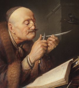 Gelehrter, der seine Feder spitzt von Gerrit Dou
