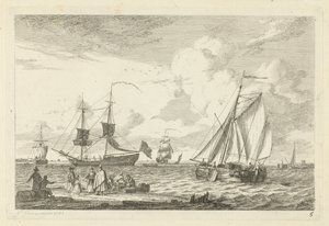 Meeresansicht mit verschiedenen Segelschiffen von Gerrit Groenewegen