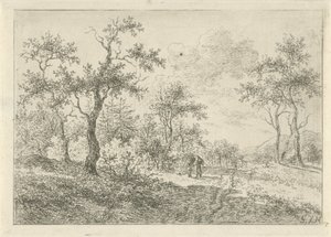 Waldreiche Landschaft mit einer Frau und einem Jungen