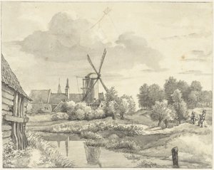 Zwei Jungen mit einem Drachen bei der Mauer von Haarlem von Gerrit Lamberts