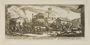 Plünderung und Brand eines Dorfes, Platte sieben aus Die großen Leiden des Krieges