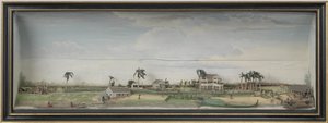 Diorama der Zeezigt Kaffee- und Baumwollplantage in Suriname, ca. 1815-21