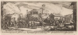 Plünderung und Brand eines Dorfes