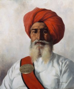 Ganda Singh, ein Sikh-Chaprassee der topografischen No.14 Vermessungstruppe von Col Wilmer, 1894 von Gertrude Ellen Burrard