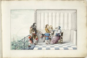 Gesellschaft auf einer Terrasse