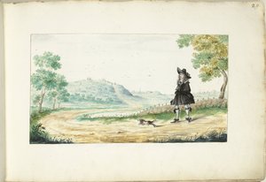 Gehender Herr auf einem Landweg