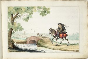 Mann und maskierte Frau zu Pferd