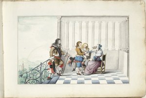 Gesellschaft auf einer Terrasse