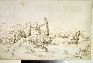 Eine Burg auf einem Felsen in einer Berglandschaft