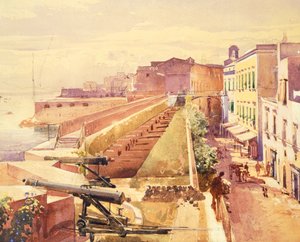 Batterie in Gaeta, von Giacinto Gigante (1806-1876), Italien von Giacinto Gigante
