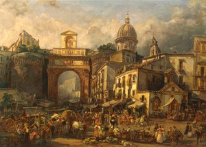 Italien, Neapel, Markt an der Porta Capuana von Giacinto Gigante von Giacinto Gigante