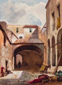 Passage und Straße mit Figuren, mit Ergänzungen eines Borbone-Schülers, möglicherweise Prinz Alfonso Maria di Borbone (1841-1934), 1853