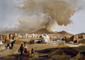 Ansicht des Forums und des Jupiter-Tempels in Pompeji, Illustration von Giacinto Gigante (1806-1876) aus Häuser und Denkmäler von Pompeji, von Fausto und Felice Niccolini