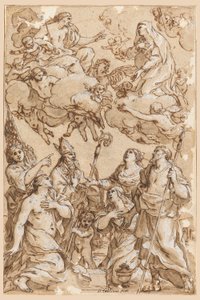 Zeichnung, Christus und die Jungfrau mit den Schutzheiligen von Pistoia, 1638