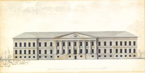 Erhebung der Fassade der Akademie der Wissenschaften in St. Petersburg