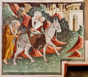 Flucht nach Ägypten (Detail) von Giacomo Borlone de Buschis