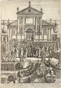 Der Doge und sein Gefolge hören die Vesper am Weihnachtstag in der Kirche San Giorgio Maggiore in Venedig von Giacomo Franco