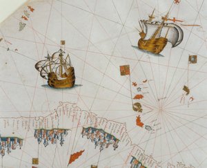 Eine nautische Karte, (Detail) der Kanarischen Inseln, 1564 von Giacomo Maggiolo