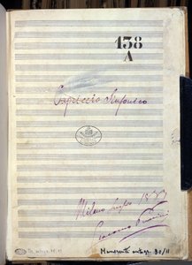Manuskript-Notenblatt für „Capriccio sinfonico“ von Giacomo Puccini (1858-1924) 1883. Biblioteca del Conservatorio Giuseppe Verdi, Mailand