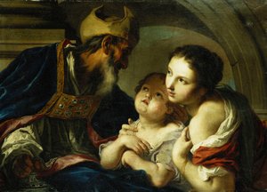 Sankt Nikolaus von Bari mit zwei Kindern