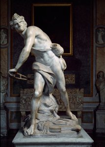 David wirft den Stein der Schleuder. Barockskulptur von Gian Lorenzo Bernini von Gian Lorenzo Bernini
