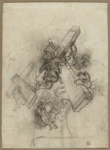 Putti, die das Kreuz tragen (recto); Studien einer Hand (verso)