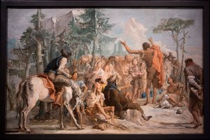 St. Johannes der Täufer predigt der Menge von Giovanni Domenico Tiepolo