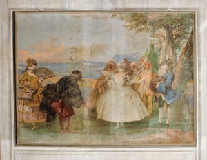 Menuett mit Pantaloon und Colombine, aus dem Raum der Karnevalsszenen in der Foresteria, 1757 von Giovanni Domenico Tiepolo