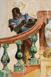 Maure hält ein Tablett, aus dem Raum der Karnevalsszenen in der Foresteria, 1757 von Giovanni Domenico Tiepolo