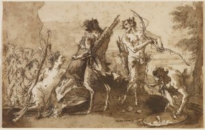 Satyrn und Satyressen in einer Landschaft, ca. 1770
