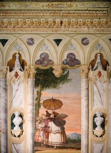 Der Sommerspaziergang, aus dem Raum des gotischen Pavillons, in der Foresteria, 1757