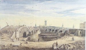 Bau der neuen London Bridge neben der alten London Bridge von Gideon Yates