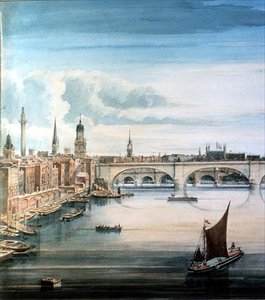 Westansicht der neuen London Bridge und der alten London Bridge
