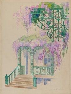Gusseisernes Verandageländer, ca. 1936