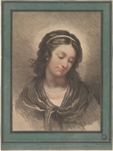 Kopf einer Frau, die nach unten schaut von Gilles Antoine Demarteau after François André Vincent