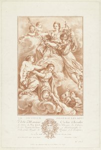 Allegorie mit Justitia als Beschützerin der Künste von Gilles Demarteau