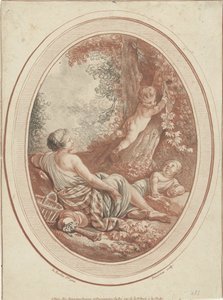 Bacchanal mit Nymphe und Putti bei Bäumen von Gilles Demarteau