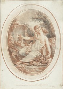 Bacchanal mit Nymphe und zwei Putti von Gilles Demarteau