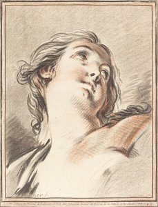 Kopf einer Frau, die nach oben schaut von Gilles Demarteau, the Elder after François Boucher