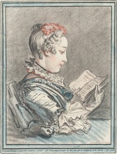 Junges Mädchen liest "Héloise und Abélard" von Gilles Demarteau, the Elder after François Boucher