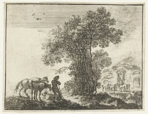 Landschaft mit einem Bauern und zwei Pferden von Gilles Neyts