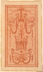 Entwurf für ein dekoratives Paneel (mit Nymphen und Girlanden) von Gilles Paul Cauvet