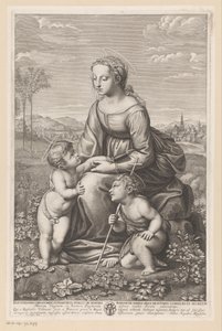 Maria mit Kind und Johannes dem Täufer in einer Weidelandschaft von Gilles Rousselet