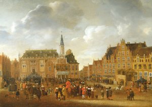 Die Verkündung des Friedensvertrags von Münster 1648 vom Balkon des Rathauses von Haarlem