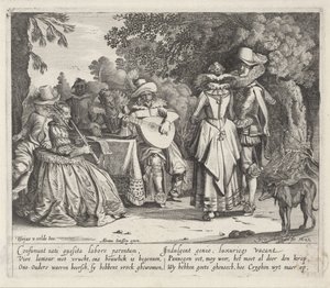 Musizierende elegante Gesellschaft im Freien von Gillis van Scheyndel (I)