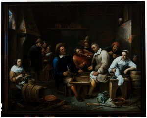 Backgammon-Spieler in einem Taverneninterieur von Gillis van Tilborgh