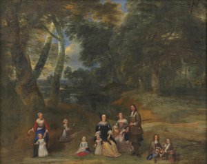 Familiengruppe in einer Landschaft