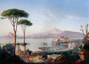 Blick auf die Bucht von Pozzuoli mit Capo Miseno und Ischia im Hintergrund