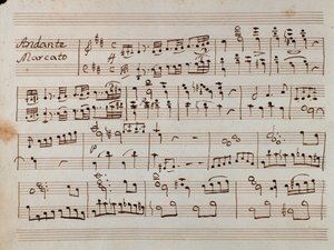 Erste Seite der Partitur der reduzierten Symphonie für Klavier von Tancredi, Oper von Gioacchino Rossini von Gioachino Rossini
