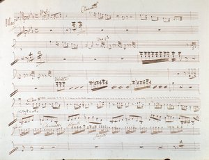 Seite der Partitur für Violine zur Symphonie in Aschenputtel, oder Güte triumphiert von Gioacchino Rossini von Gioachino Rossini